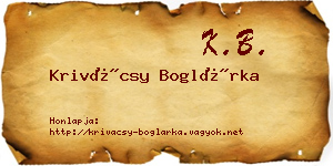Krivácsy Boglárka névjegykártya